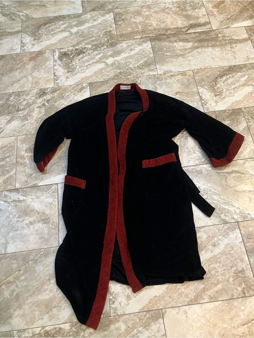 VTG 90s Christian Dior Mens Robe one size fits all black and maroon color